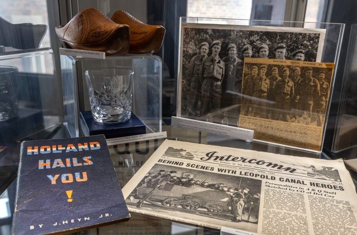  some of the memorabilia in the exhibit a regiment’s sacrifice: defeating hitler’s army, at the rmr museum in westmount.