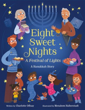 A children's book cover shows family members getting ready for Hanukkah.