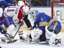 About This Afternoon: Habs snap losing skid with offensive explosion 2 Montreal Canadiens right wing Brendan Gallagher (11) is stopped by Buffalo Sabres goaltender Ukko-Pekka Luukkonen (1) during the second period of an NHL hockey game Monday, Nov. 11, 2024, in Buffalo, N.Y.