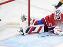 Canadiens prospect Michael Hage shines at University of Michigan 5 Canadiens goaltender Samuel Montembeault looks back on his net after being scored on by Vegas Golden Knights' Ivan Barbashev during second-period NHL hockey action in Montreal on Saturday, Nov. 23, 2024.