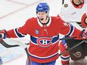 Hidden Game: Laine and Suzuki lead OT win against Islanders 6 Emil Heineman reacts after scoring against the Ottawa Senators during first-period action in Montreal on Saturday, Oct. 12, 2024.