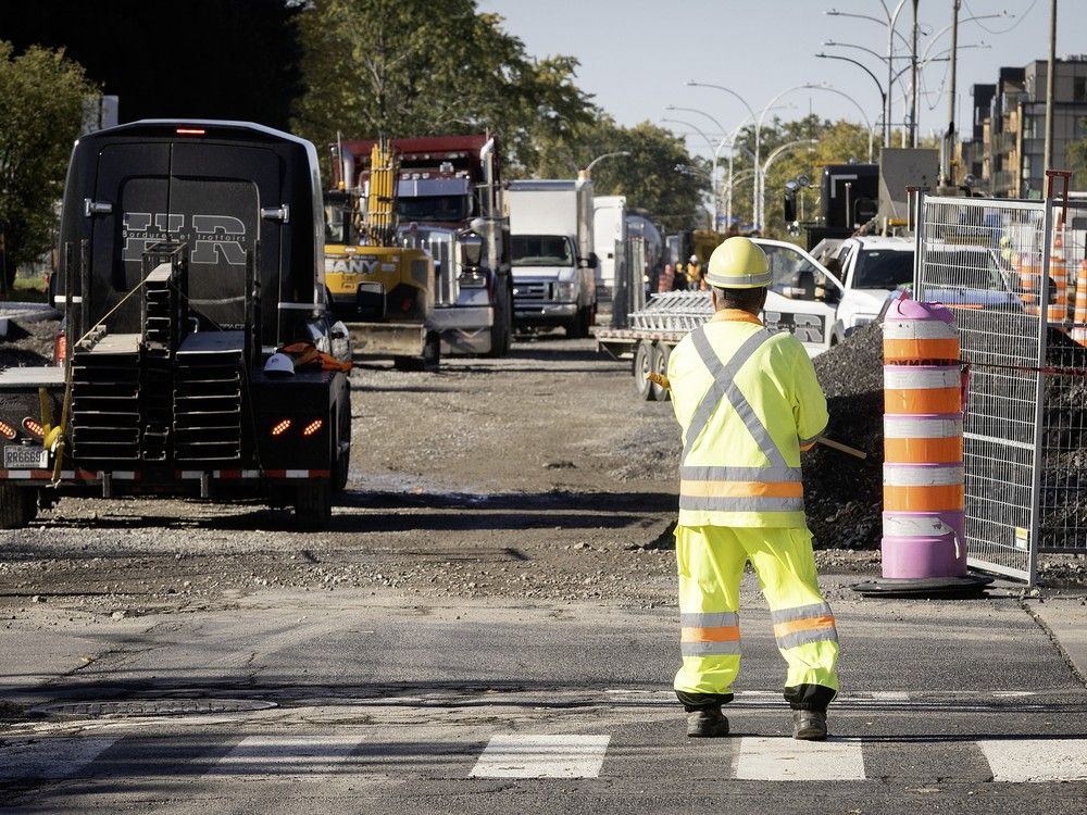  a construction site on maurice-duplessis blvd. near the lookout of the ruisseau-de montigny nature park on oct. 8, 2025.