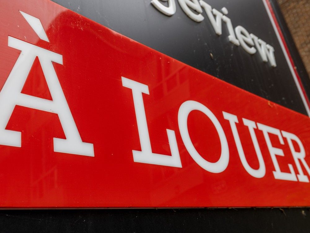 a for rent sign outside an apartment building in the lasalle borough of montreal thursday june 26, 2025.