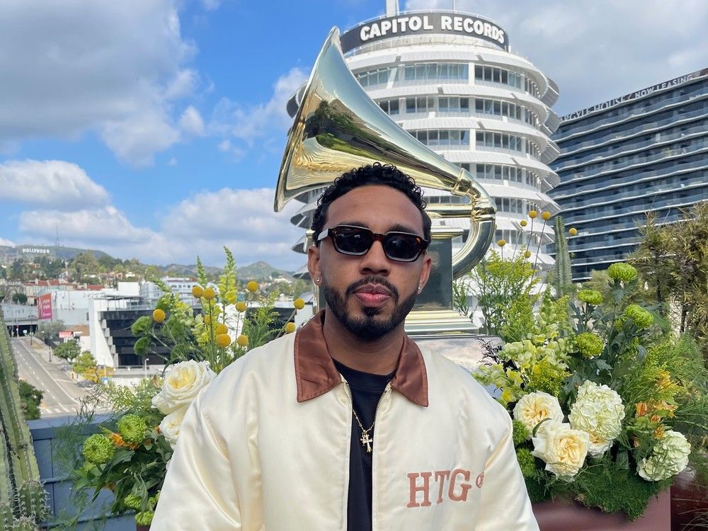 Montrealer songwriter and producer Chase Worrell in front of the Capitol Records Building in Los Angeles.