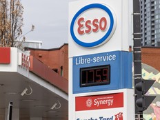 Display of gas price at an Esso station