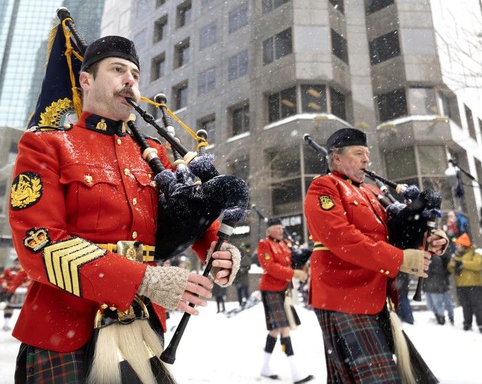 The RCMP Pipes and Drums take part in the St. Patrick’s Parade in Montreal on Sunday, March 22, 2026. The RCMP Pipes and Drums take part in the St. Patrick’s Parade in Montreal on Sunday, March 22, 2026.