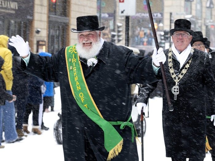 Irishman of the Year Mike Kennedy marches in the St. Patrick’s Parade in Montreal on Sunday, March 22, 2026. Irishman of the Year Mike Kennedy marches in the St. Patrick’s Parade in Montreal on Sunday, March 22, 2026.