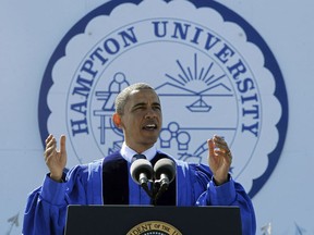 U.S. President Barack Obama delivers the commencement address at Hampton University in Virginia May 9, 2010.