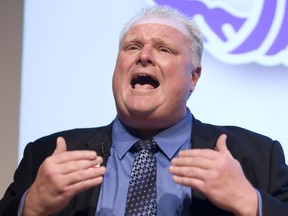 Mayoral candidate Rob Ford speaks during the CARP Mayoral Debate at Ryerson University in Toronto, Ontario, Wednesday, Aug. 11, 2010.