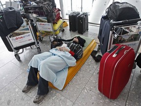 Thousands of Canadian air travellers remain stranded Monday as severe winter weather continues to make take-offs and landings in Europe difficult.