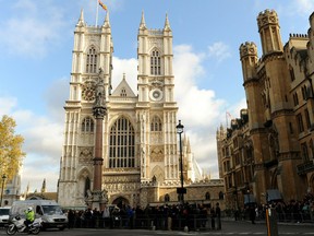 Westminster Abbey (L) is pictured in central London, on November 23, 2010. Britain's Prince William and Kate Middleton are to marry on April 29, 2011.