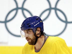 Sweden's Peter Forsberg skates during his team's practice at the Vancouver 2010 Winter Olympics February 14, 2010.