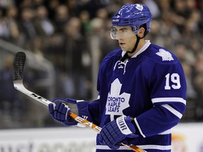 Toronto Maple Leafs' Joffrey Lupul skates on the ice during the first period of their NHL hockey game against the New Jersey Devils in Toronto February 10, 2011.