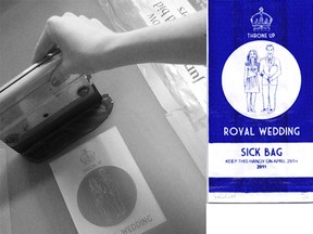 Royal wedding barf bag designed by graphic artist Lydia Leith