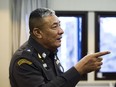 Police Lieutenant General Pongpat Chayapan, head  of the Central Investigation Bureau speaks during an interview at The Central Investigation Bureau  at the Royal Thai Police headquarters in Bangkok on Tuesday March 1, 2011