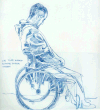 Sketch from photo of Lance Corporal Huffman waiting for Physical therapy session to begin.