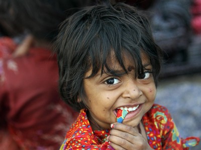 Kids with vampire teeth in Nepal - Alastair Humphreys