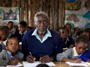 “Oh man, when’s it recess time already?” Eighty-six-year-old Kimani N’gan’ga Maruge hits the books in The First Grader.
