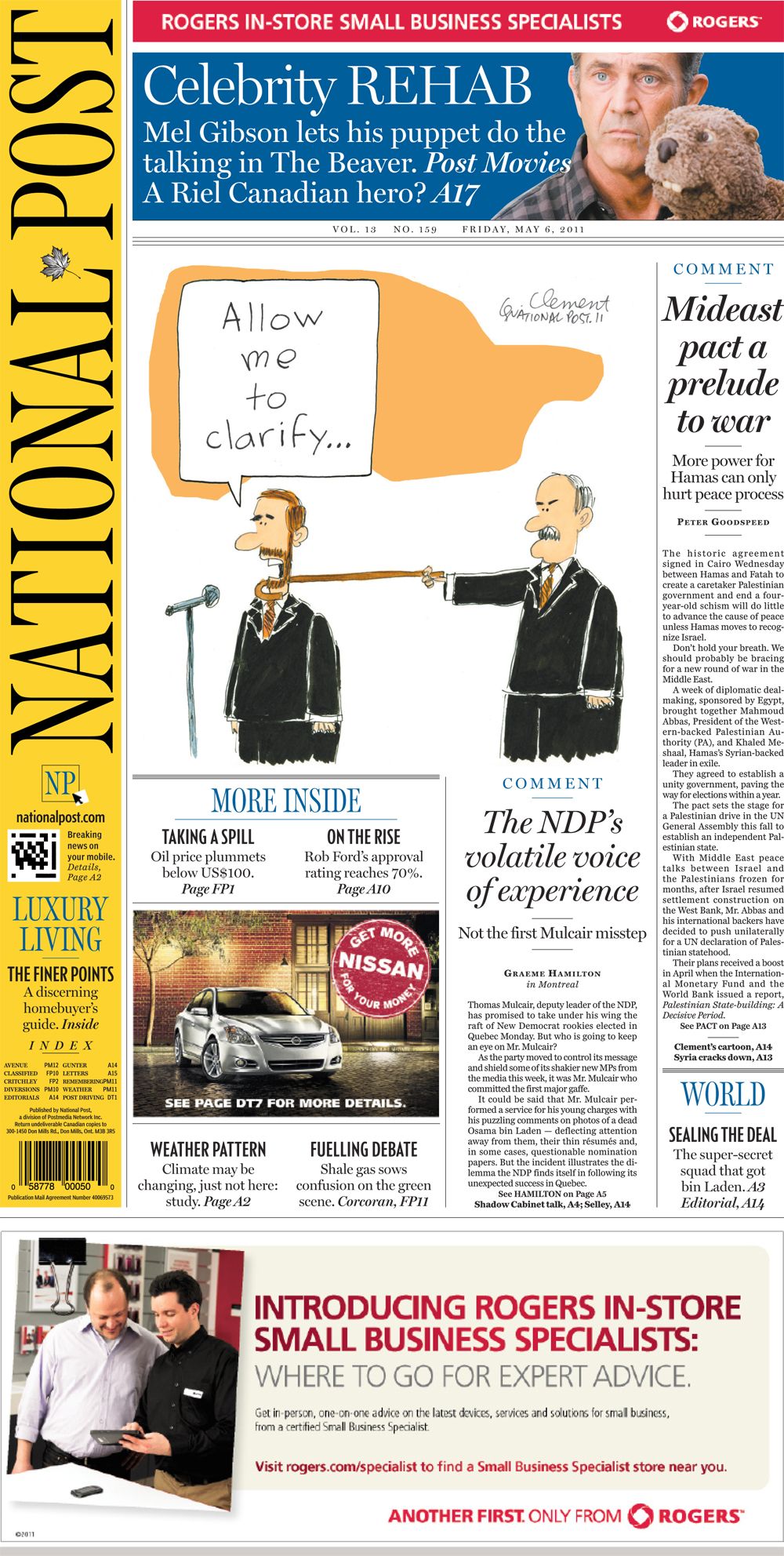 National Post front page for May 6, 2011 | National Post