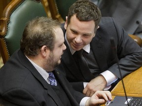 Vision Montreal councillor Benoit Dorais, left, got in trouble last month over some after some of his tweets were called unparliamentary.