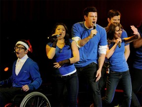 Cast members of the television show Glee perform at teh Gibson Amphitheatre in California in May 2010