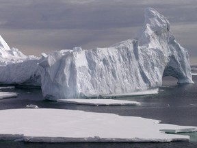 The ice island that threatens Newfoundland is much larger than a standard iceberg, pictured. An ice island is wider than it is deep.