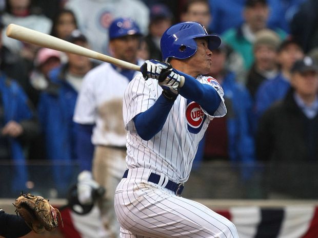 Chicago Cubs new outfielder Kosuke Fukudome, left, and Chicago