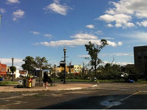 A tornado is suspected to have touched down in Goderich, Ont., at about 4 p.m. Sunday, causing widespread damage in the town centre.