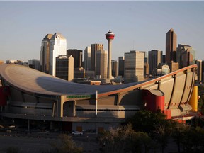 Calgary Saddledome and skyline.