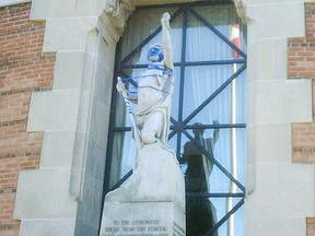 Vandals wrapped duct tape around a new war memorial at Malvern Collegiate in the Beach area of Toronto