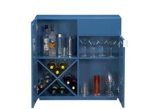 You can now buy this lacquered CB2 mini-bar where The Big Bop's bar used to be