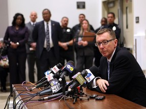 Los Angeles schools Superintendent John Deasy  speaks during a press conference at South Region High School #2 on Feb. 6.  Deasy earlier informed parents at a community meeting that the district is replacing the entire staff of Miramonte Elementary School in the wake of the arrests last week of two teachers on lewd conduct charges.