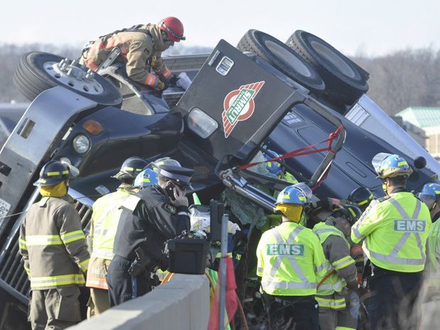 QEW crash leaves tractor-trailor dangling over Highway 407 | National Post