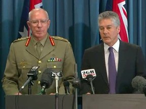 Australia's Minister for Defence Stephen Smith and Chief of the Defence Force General David Hurley at a joint news conference