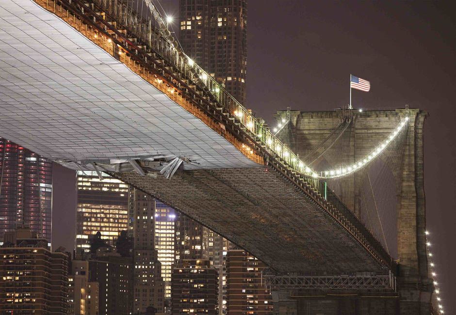 Brooklyn Bridge closed after crane rips open 6metre hole in underside