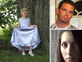 Tori Stafford was last seen on April 8, 2009, in Woodstock, Ont. Her remains were found in July of that year. Terri-Lynne McClintic, bottom right, pleaded guilty to first-degree murder. Michael Rafferty, top right, was convicted of first-degree murder