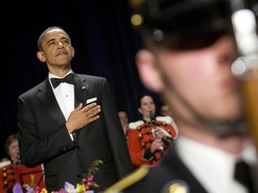 WASHINGTON, DC - APRIL 28:  U.S. President Barack Obama stands during the 2012 White House Correspondents' Association Dinner held at the Washington Hilton on April 28, 2012 in Washington, DC. (Photo by Kristoffer Tripplaar/Sipa Press via Getty Images)
