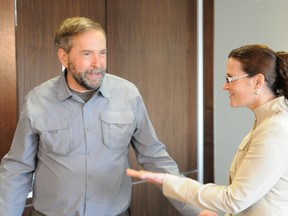 Federal NDP leader Thomas Mulcair spent 30 minutes with Wood Buffalo Mayor Melissa Blake during Mulcair's tour of the oilsands