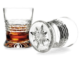 The Seafarer's rum glass by NovaScotian Crystal features a compass rose cut base
