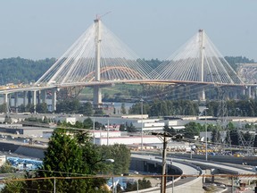 Local Input~ COQUITLAM, BC: AUGUST 14, 2012 --  Construction continues on the new Port Mann Bridge spanning the Fraser River joining Coquitlam and Surrey August 14, 2012.  (Ric Ernst / PNG)  (Story by Kent Spencer)  TRAX #: 00063288A