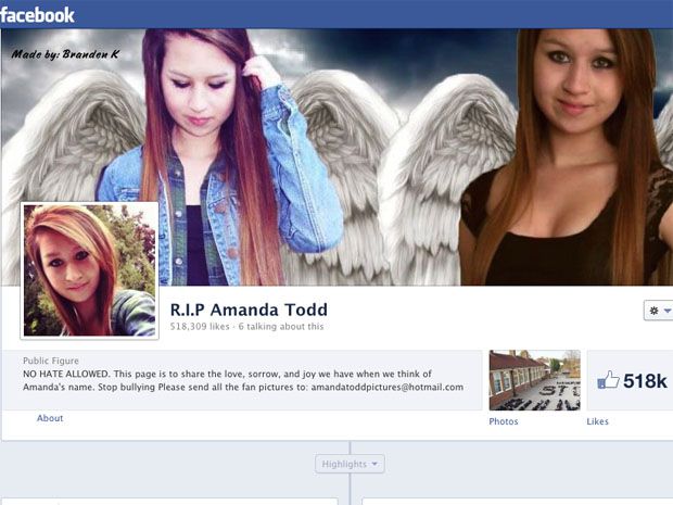 amanda todd official facebook page