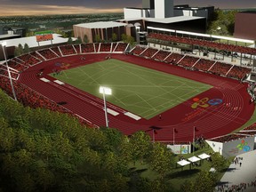 Local Input~  UNDATED -- PAN AM STADIUM AT YORK U --  the rendering for the athletics stadium at York University.The Games-time name for this venue is: CIBC Pan Am and Parapan Am Athletics Stadium. CREDIT: HANDOUT/TO2015
(source: From: Carlene Siopis , Carlene Siopis -Communications Advisor, TO2015, O: 416.957.2035, C: 647.206.0259 )/pws