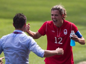 Christine Sinclair's hat trick against the U.S. in the Canada's Olympic semi-final loss was one of the most remarkable performance in women's soccer for 2012.(Frank Gunn/The Canadian Press)