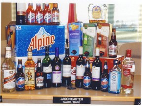 A photo allegedly showing alcohol on the desk of Jason Carter, Mayor of Charlo, N.B. / Jason Carter