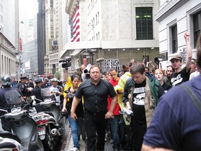 Alex Jones with "9/11 Truth" protestors" on September 11, 2007 in Manhattan