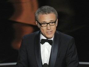 Christoph Waltz accepts the award for best actor in a supporting role for "Django Unchained" during the Oscars at the Dolby Theatre on Sunday Feb. 24, 2013, in Los Angeles. (Photo by Chris Pizzello/Invision/AP)