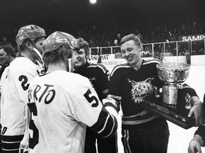 Local Input~ Year  1972Tampere team Ilves and captain Jorma Peltonen  with the Canada Bowl ñ which is the equivalent to the Stanley Cup in Finland  (With story by Joe O'Connor)  Credit: Courtesy  Finnish Hockey Hall of Fame  1972_ilves_tampere.jpg