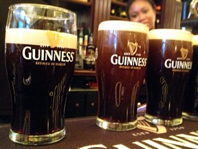 A proper Guinness pour is done in three steps: once the initial pour is done at a  45 degree angle, the beer is left to sit and settle, then it is topped up to reach the rim of the pint glass.