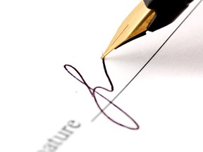 Local Input~ close-up of a fountain pen // UNDATED -- signing on the dotted line signature signing document will and testament mortgage bank loan
CREDIT: FOTOLIA
(FOR NATIONAL POST USE ONLY)/pws