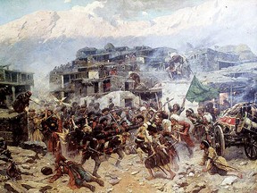 Caucasian tribesmen fight against the Cossacks, 1847